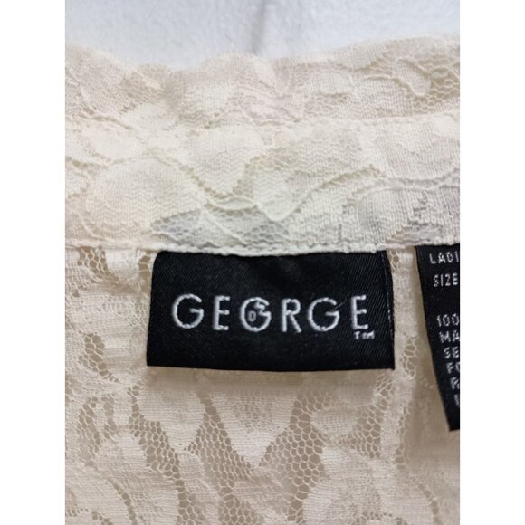 VTG 90s George Top Womens XL Cream Floral Lace Long Sleeve Sheer Fairy Romantic - Picture 4 of 9